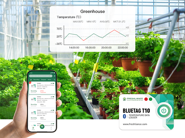 جهاز تسجيل بيانات درجة الحرارة BlueTag T10 بتقنية البلوتوث