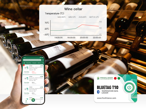 جهاز تسجيل بيانات درجة الحرارة BlueTag T10 بتقنية البلوتوث
