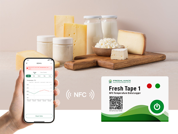 جهاز تسجيل بيانات درجة الحرارة NFC للاستخدام مرة واحدة Fresh Tape 1