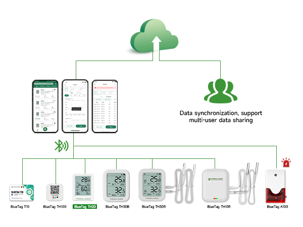 جهاز تسجيل بيانات درجة الحرارة والرطوبة بتقنية البلوتوث BlueTag TH20