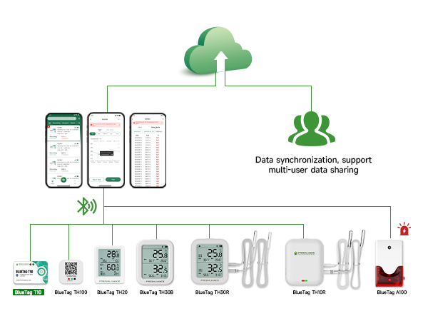 جهاز تسجيل بيانات درجة الحرارة BlueTag T10 بتقنية البلوتوث